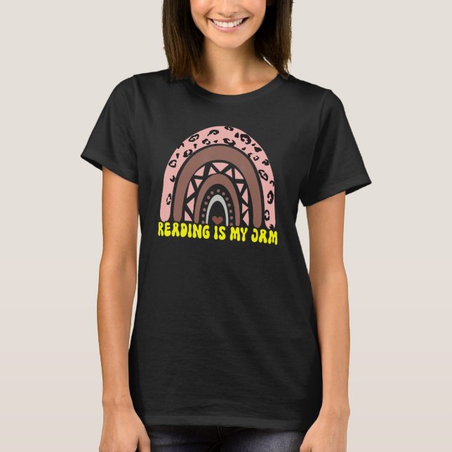 Camiseta Read Teacher Rainbow Leopard  Reading Is My Jam 8 (Frente)