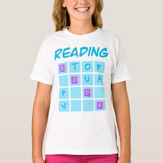 Camiseta Reading Book Crossword Typography Design for Book  (Frente)