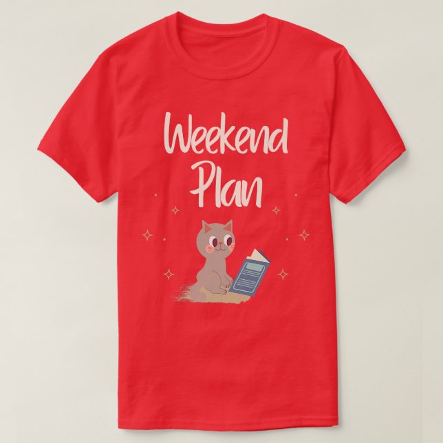 Camiseta Reading Book Lovers Weekend Plans Cat Lover  (Frente do Design)