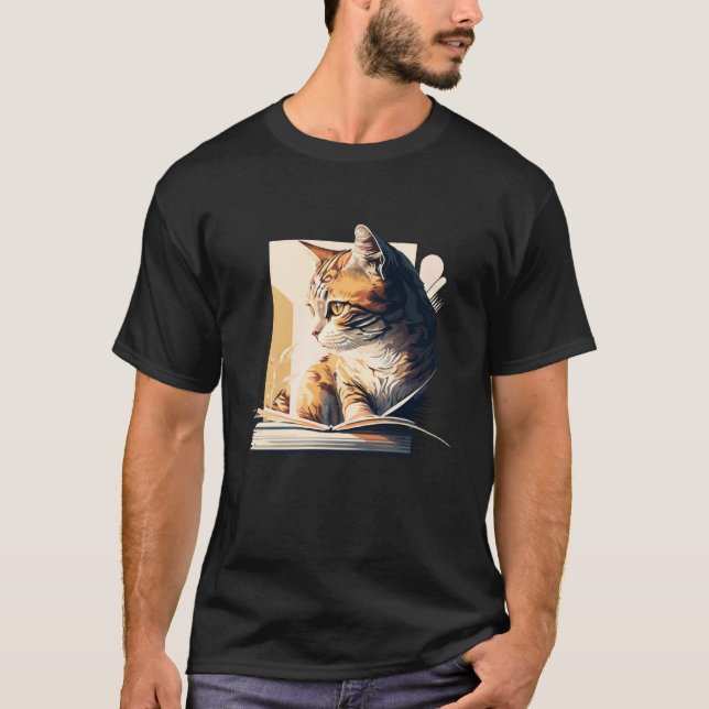 Camiseta Reading Cat Book Lover Cat Lover Bookworm Cat Owne (Frente)