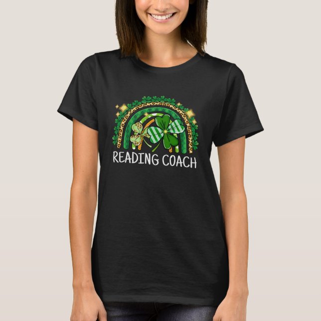 Camiseta Reading Coach Rainbow Lucky St Patrick's Day Shamr (Frente)