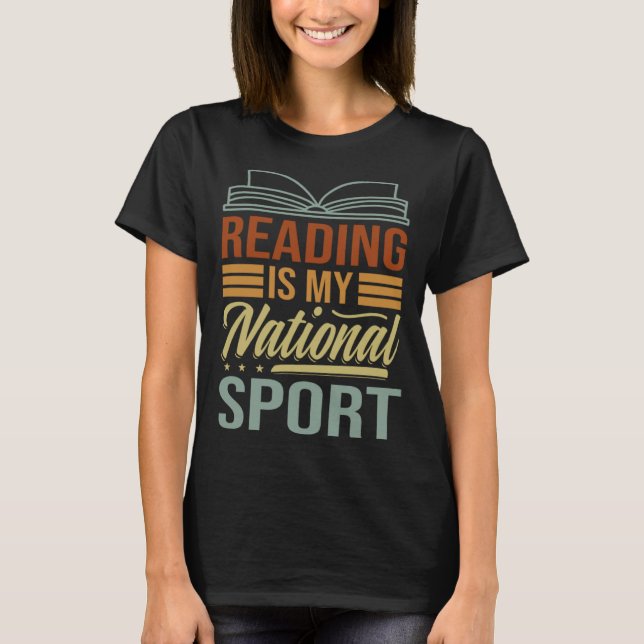 Camiseta Reading Is My National Sport   Librarian  Book (Frente)