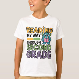 Camiseta Reading My Way Through Second Grade Monster