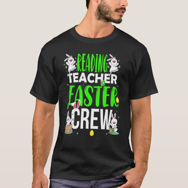 Camiseta Reading Teacher Easter Crew  Matching Costume (Frente)