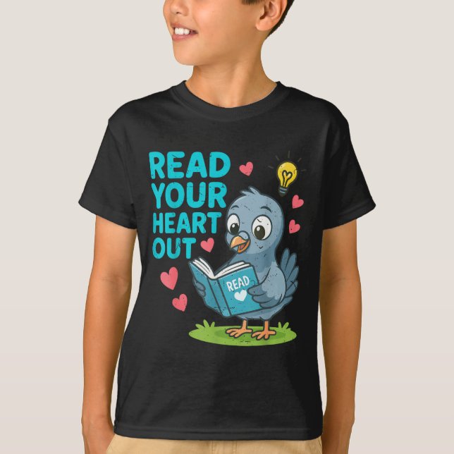 Camiseta Reading Teacher Valentine Day Read Your Heart Out  (Frente)