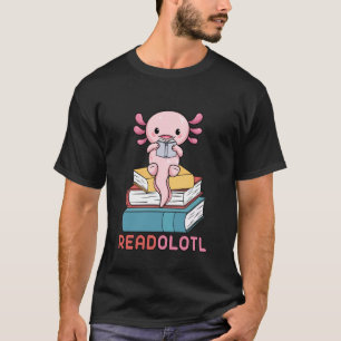 Camiseta Readolotl Fofo Leia Axolotl Amante de Livros Bibli