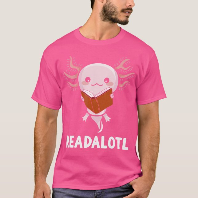 Camiseta Readolott Lendo Salamandra Engraçada Axolotl Com B (Frente)