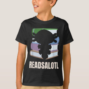 Camiseta Readsalotl amante da leitura engraçado axolotl bib