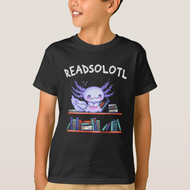 Camiseta Readsolotl Book lover Funny Axolotl (Frente)