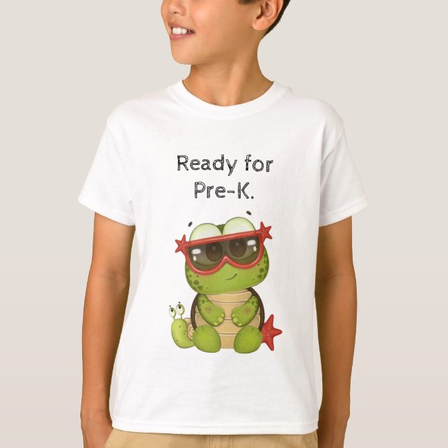 Camiseta Ready for Pre-K with super cute Turtle.  (Frente)