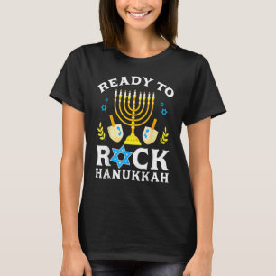 Camiseta Ready Rock Hanukkah Happy Chanukah Judaico Menorah