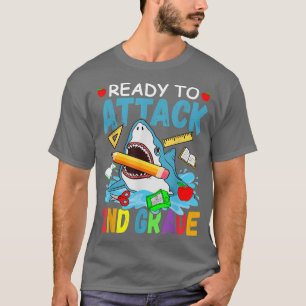 Camiseta Ready To Attack 2nd Grade Back To School Shark Sec
