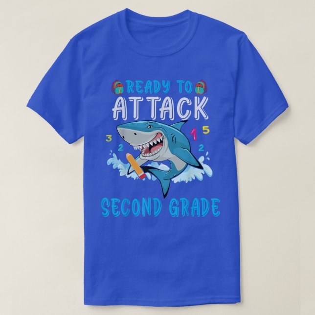 Camiseta Ready To Attack Second Grade Shark Fist Day Of 2nd (Frente do Design)