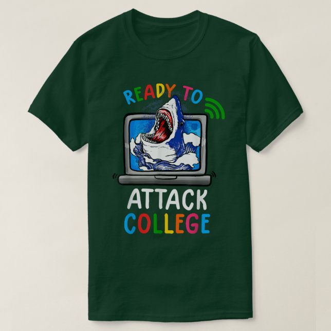 Camiseta Ready To Attack Virtual College Shark Back To Scho (Frente do Design)