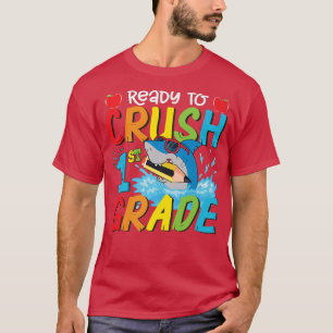 Camiseta Ready To Crush 1st Grade Funny Shark Boys Back To 
