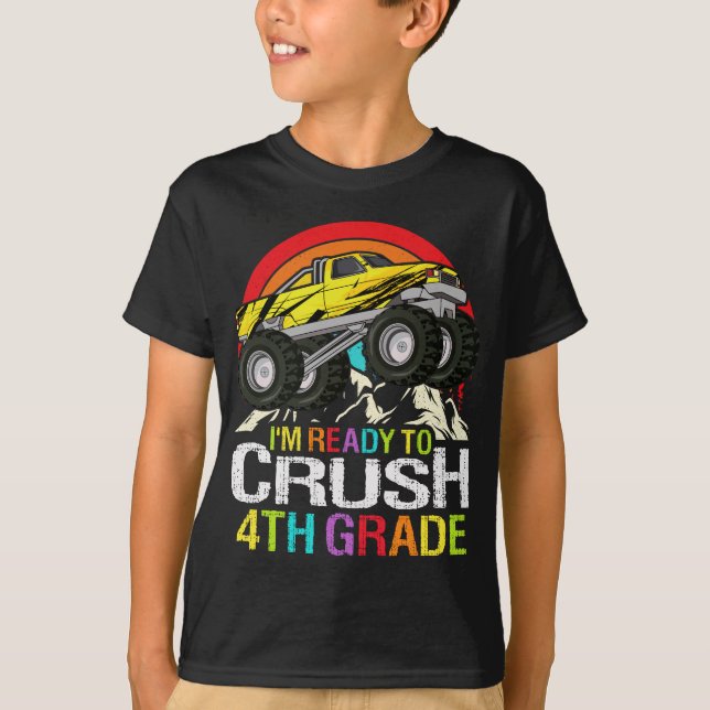 Camiseta Ready To Crush 4th Grade School Monster truck (Frente)