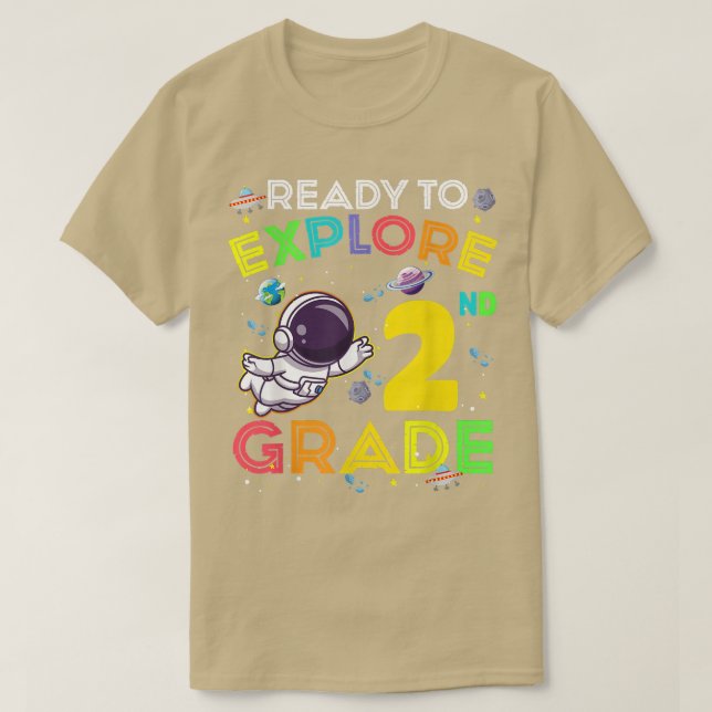 Camiseta Ready to Explore 2nd Grade Cute Astronaut Kids Boy (Frente do Design)