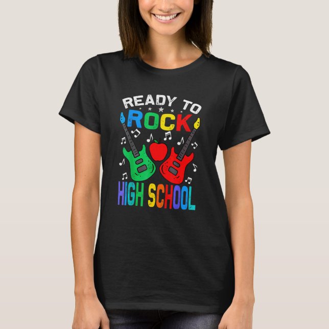 Camiseta Ready To Rock High School Back To School Guitar (Frente)