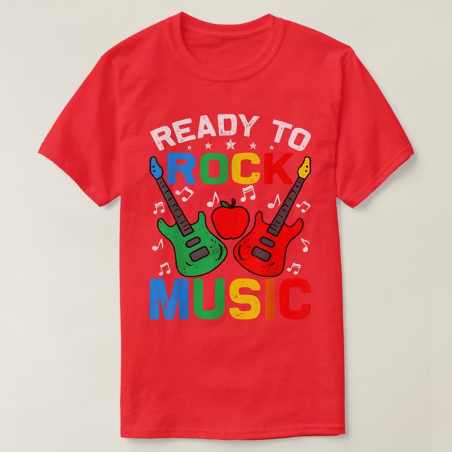 Camiseta Ready To Rock Music Back To School Guitar  (Frente do Design)