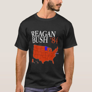 Camiseta Reagan Bush '84 Logotipo Retroativo Red White Blue