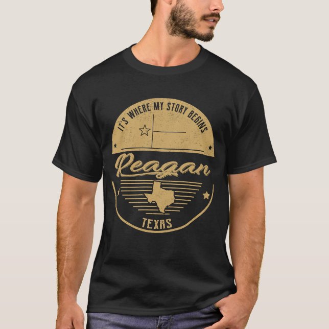 Camiseta Reagan Texas É onde minha história começa (Frente)