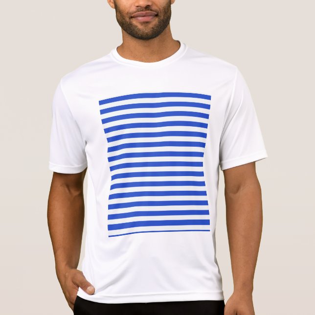 Camiseta Real Blue Combination Stripes por Shirley Taylor (Frente)