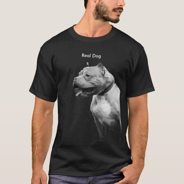 Camiseta real dos homens do cão do pitbull (Frente)