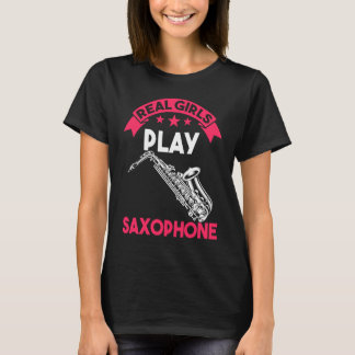 Camiseta Real girl saxophone play