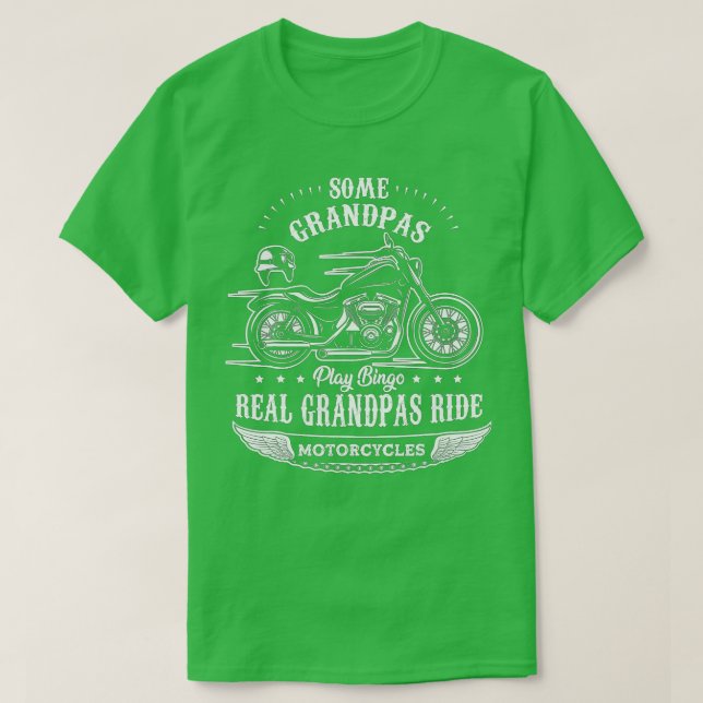 Camiseta Real Grandpas Andam Motocicletas Funny Bike Piloto (Frente do Design)