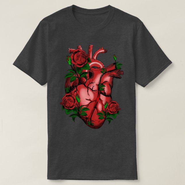 Camiseta Real heart and roses (Frente do Design)