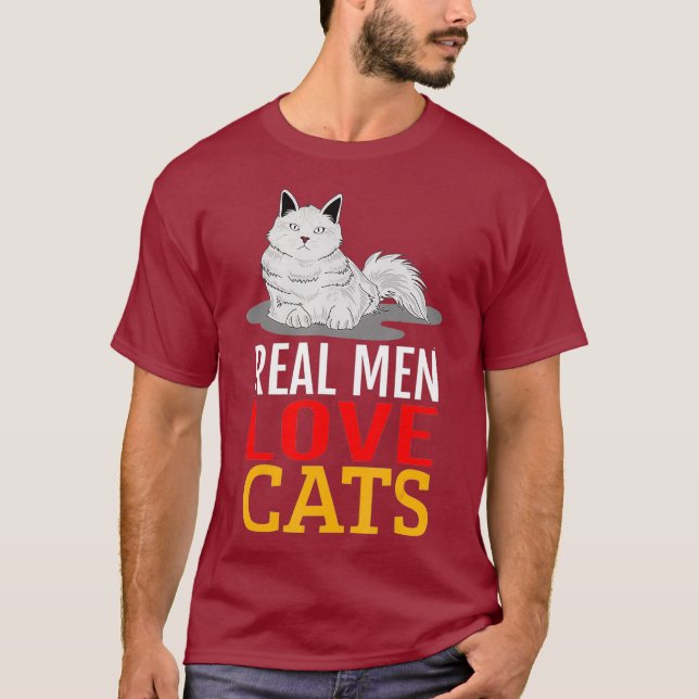 Camiseta Real Men Love Cats Design (Frente)