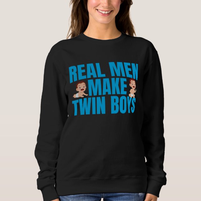 Camiseta Real Men Make Twin Boys Funny Mothers Day Twin Fat (Frente)