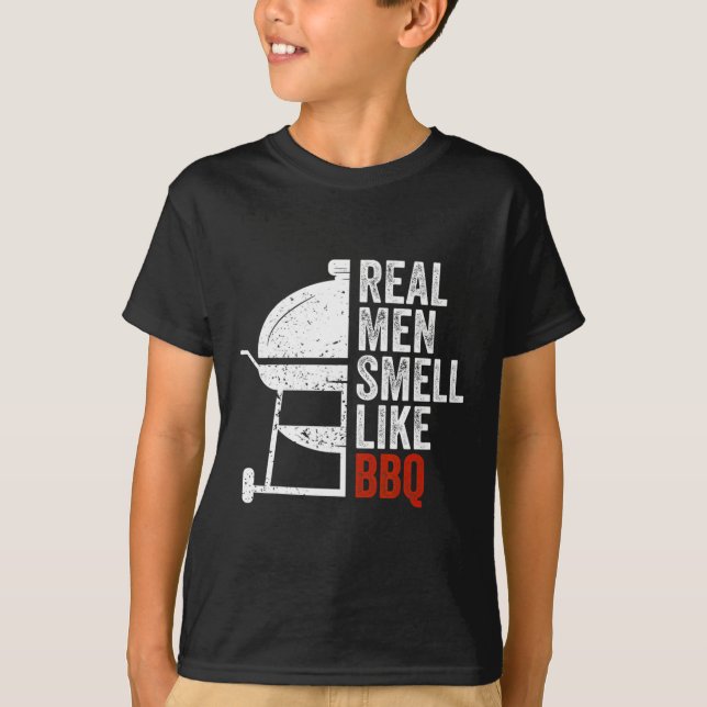 Camiseta Real Men Smell Like Byrbecue Funny Bbq Grilling Gi (Frente)