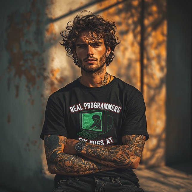 Camiseta Real Programmers Fix Bugs at 3AM – Funny Coding (Criador carregado)
