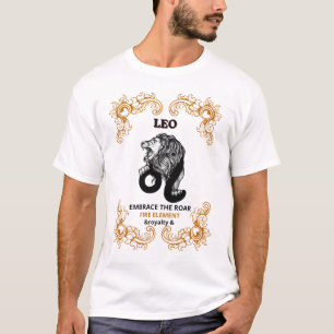 Camiseta Realeza do Zodíaco de Leão Abrace o Rugido do El