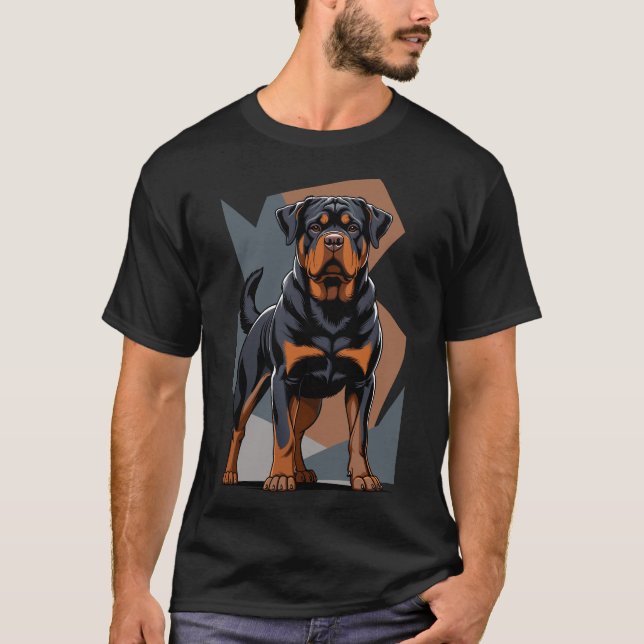 Camiseta Realeza Rottweiler: Poder em Cada Pixel (Frente)