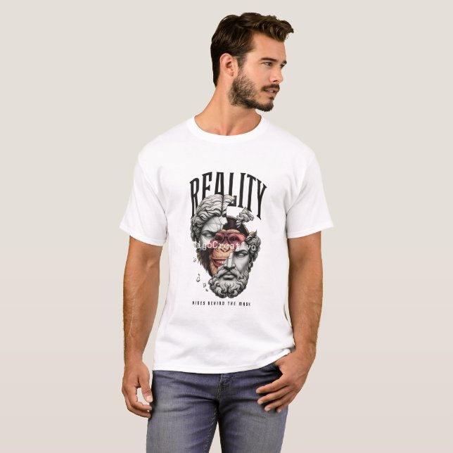 Camiseta Realidade por trás da Máscara (Frente Completa)
