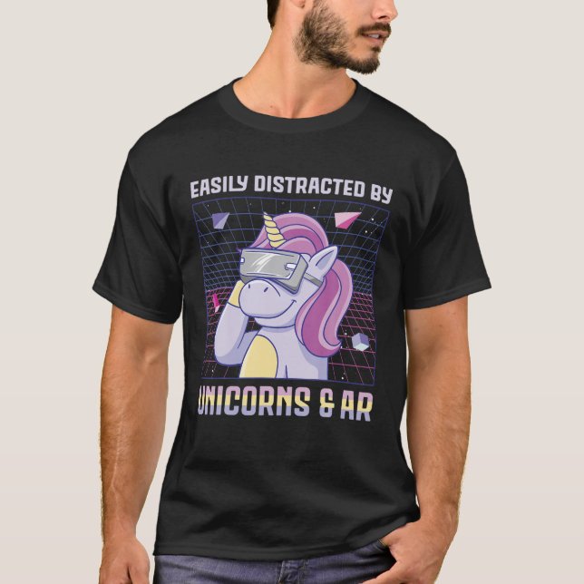 Camiseta Realidade Virtual do Unicórn VR Gamer Arco-Íris Ma (Frente)