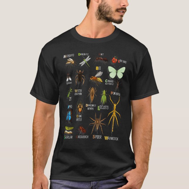 Camiseta realistic bugs Collection chart Species insect Ent (Frente)