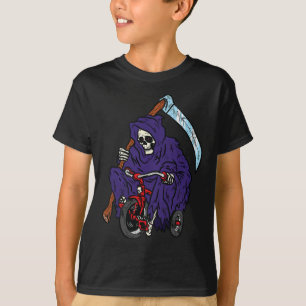 Camiseta Reaper Riding Bicycle Halloween Skeleton Spookie B