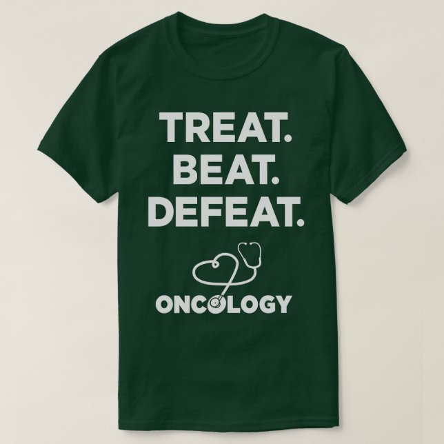 Camiseta Reat Defeat Oncology Enfermeira Médicos Funcionari (Frente do Design)