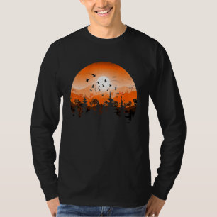Camiseta Rebanho de Pássaros da Lua Cheia Árvore Exterior V