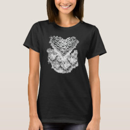Camiseta Rebanho de Pássaros em Forma de Coração com Hallow