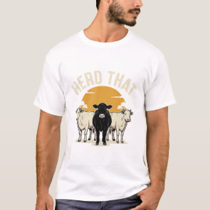 Camiseta Rebanho Vaca Engraçada Design de Gravura Vintage
