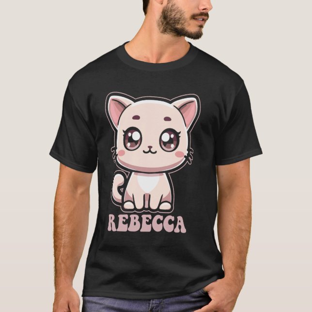 Camiseta Rebecca Cute Kitty Design para Girls Name Cat (Frente)