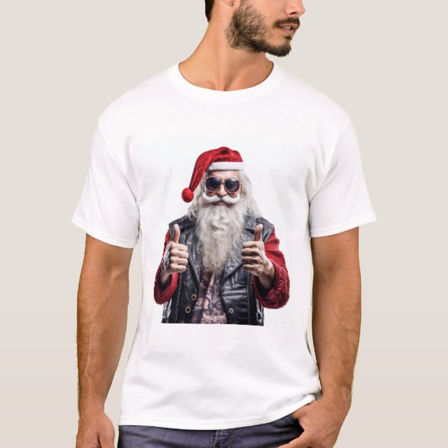 Camiseta Rebel Claus – Biker Santa Christmas Vibes (Frente)