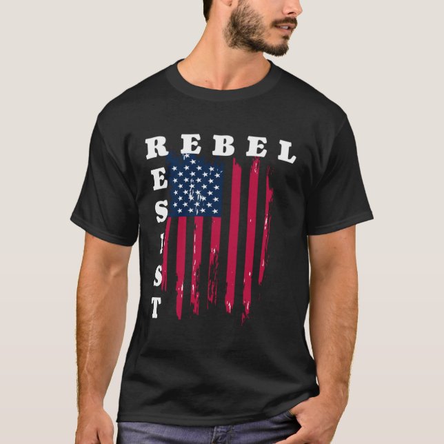 Camiseta Rebel Resist Flag Americano (Frente)