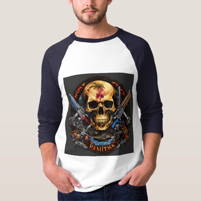 Camiseta "Rebel Riffs Skull & Crossbones Rock Tee (Frente)