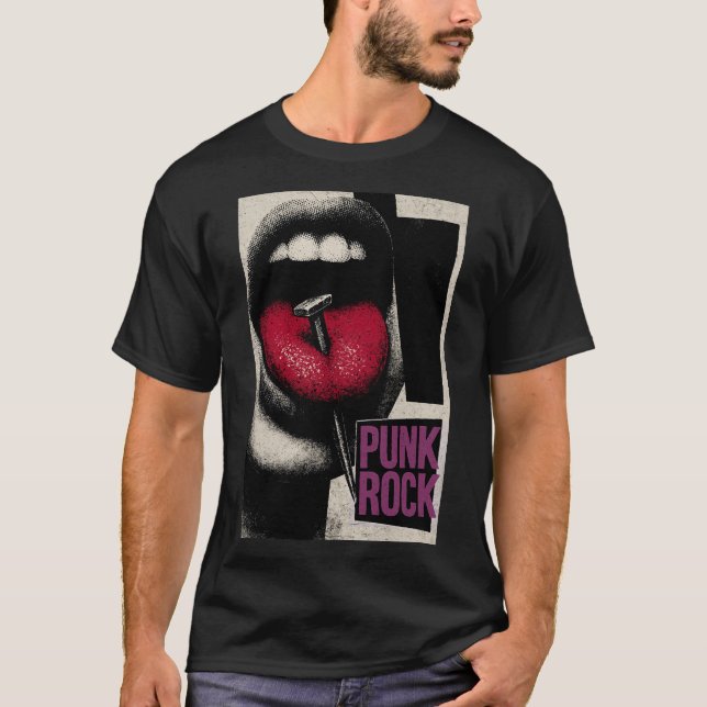 Camiseta Rebel Tongue: Vintage Punk Statement (Frente)