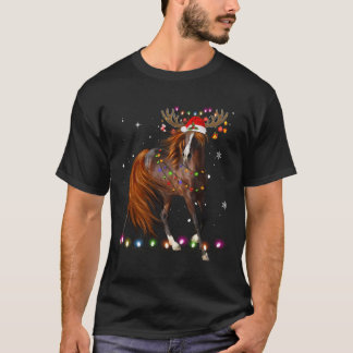 Camiseta Rebelde de Natal Cavalo Luz Engraçada Cavalo Xmas
